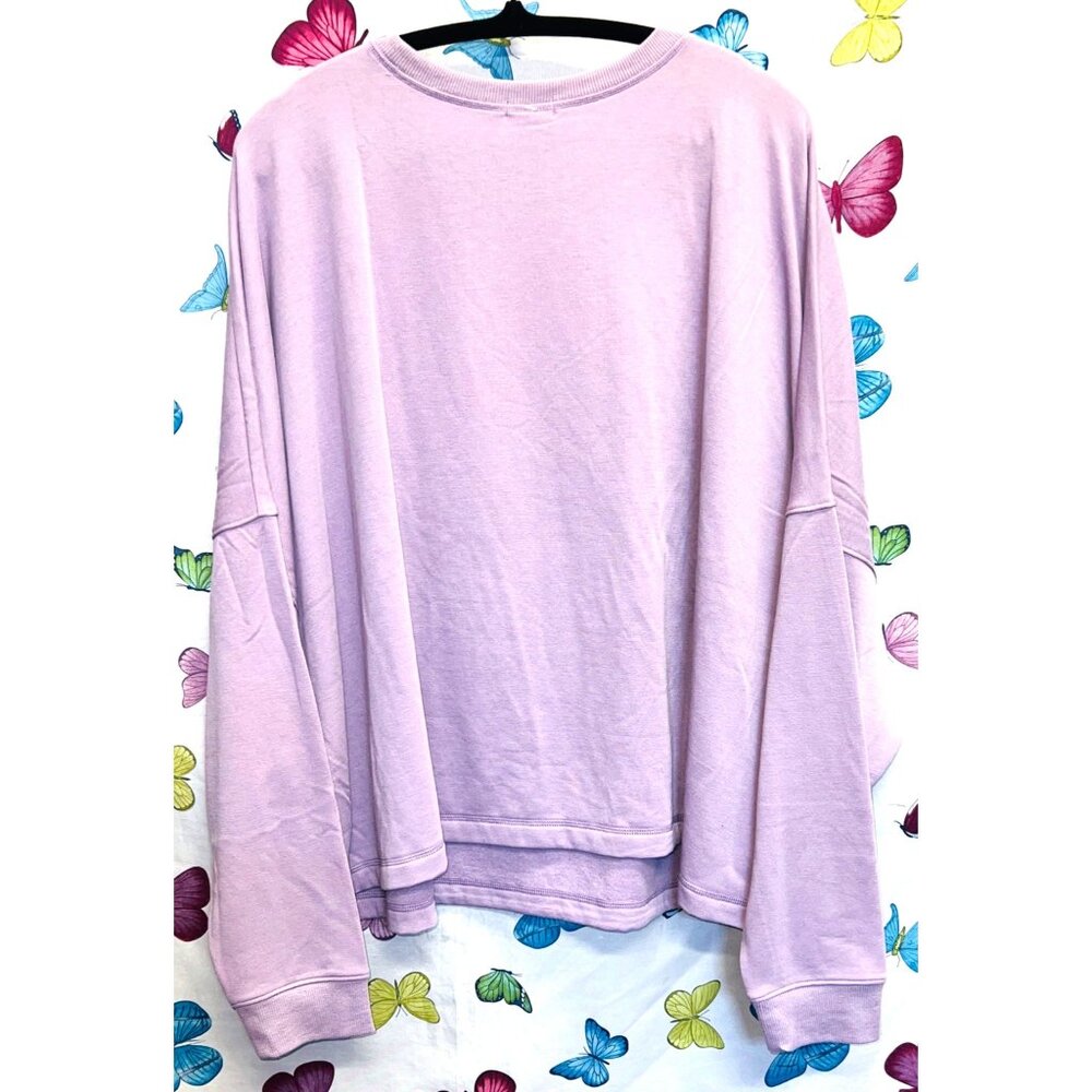 Hanes Originals Lavender 3/4 Sleeve Pullover Sweatshirt 4X Relaxed Fit Soft - Picture 2 of 5